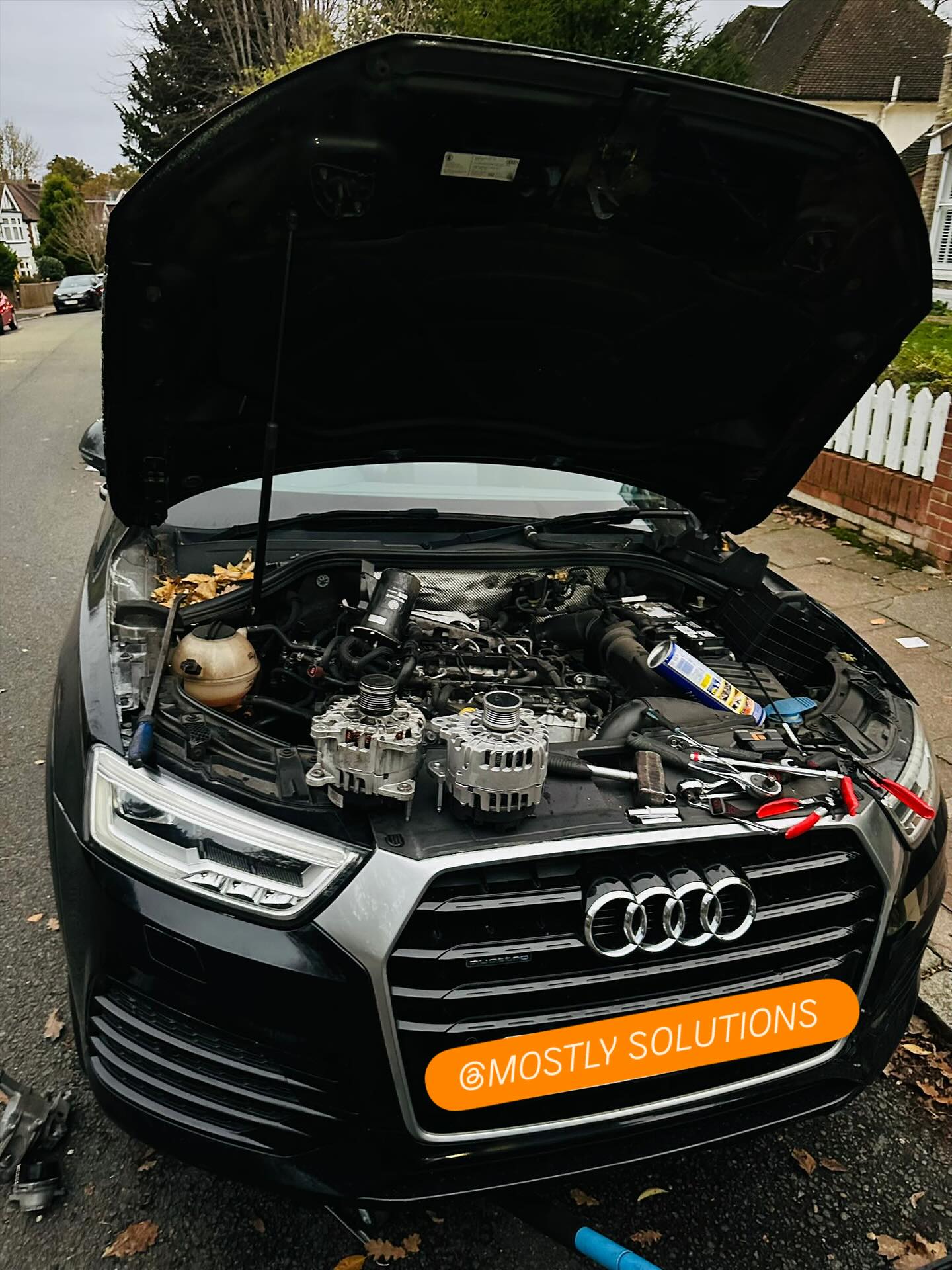 Alternator replaced on-site — old vs new, no garage visit needed.